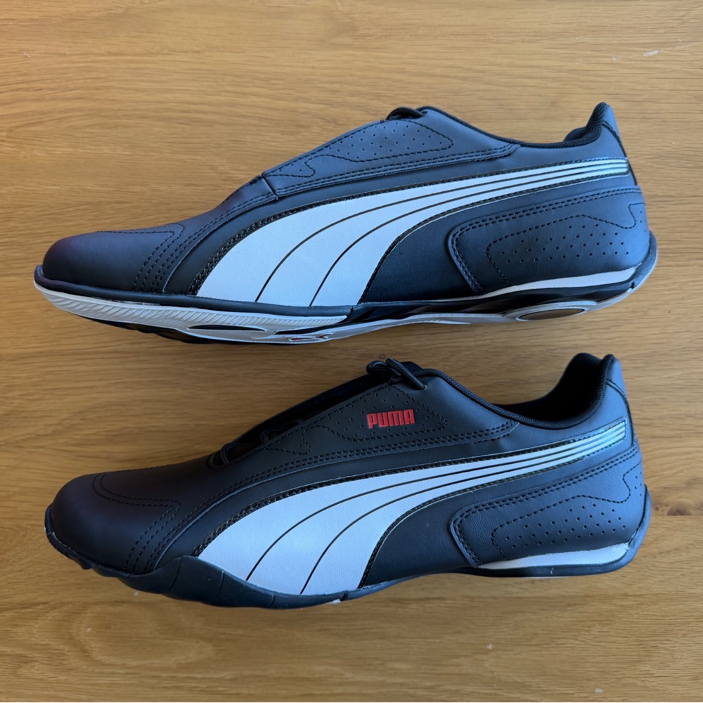 Puma Men’s Redon Bungee Black & White Slip-On Sneakers - Picture 8 of 10